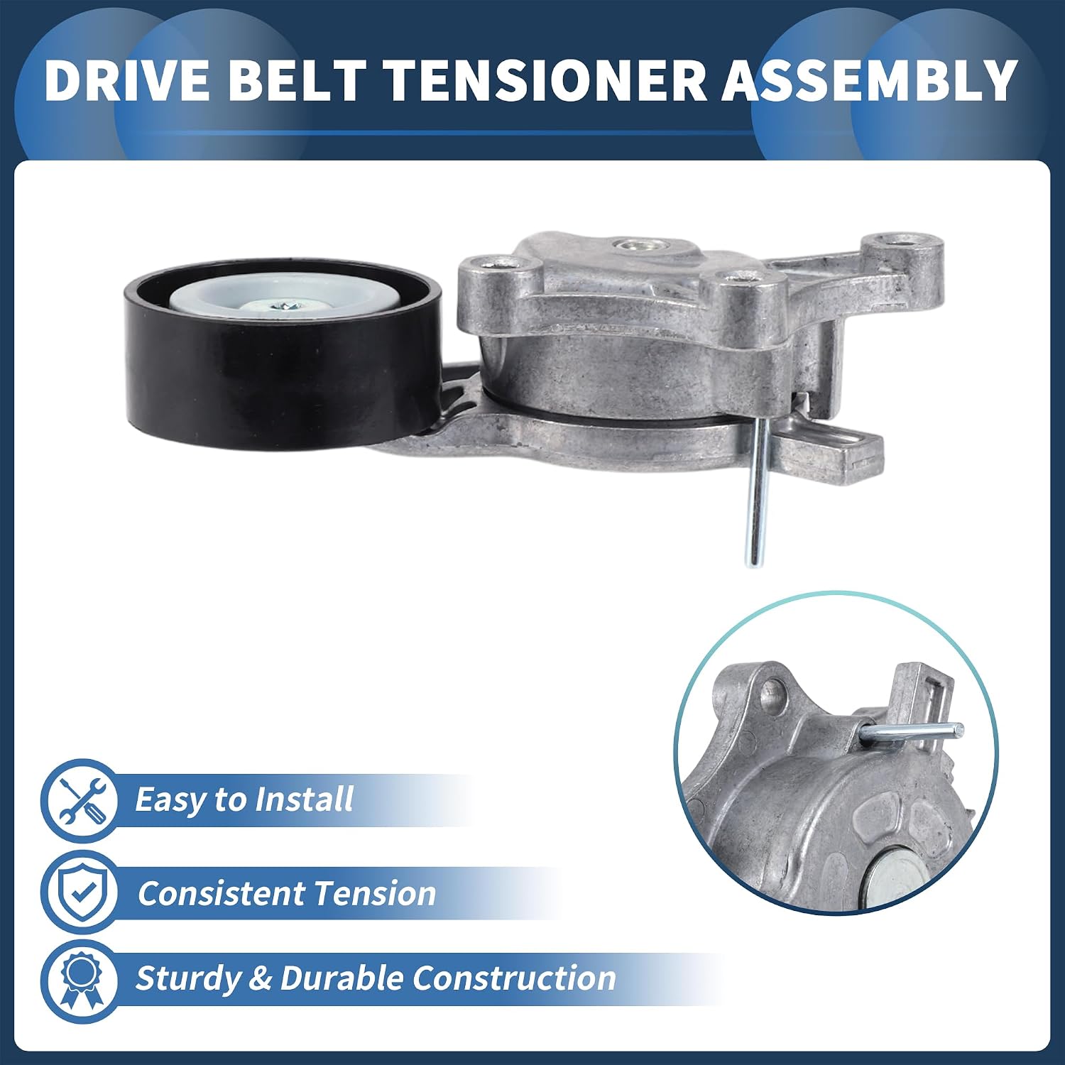 Belt Tensioner Drive Belt Tensioner Pulley Assembly for Citroen Berlingo - 2008 Onwards - 1.6 No.9824830580 Metal 1 Pc