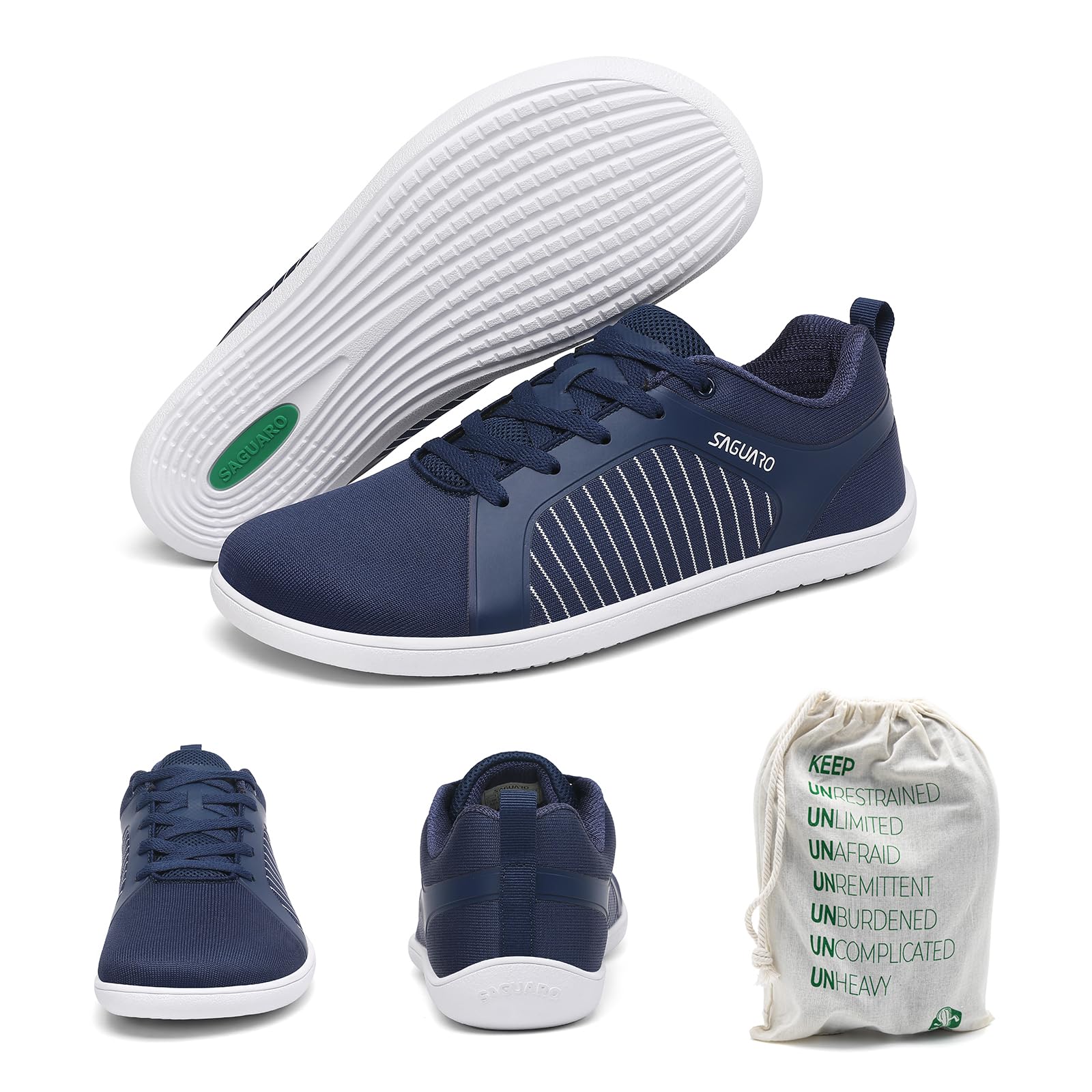 SAGUARO Hombre Zapatillas Barefoot Casual con Puntera Ancha para Uso Diario en Ciudad,Escuela y Viaje Gr.36-48