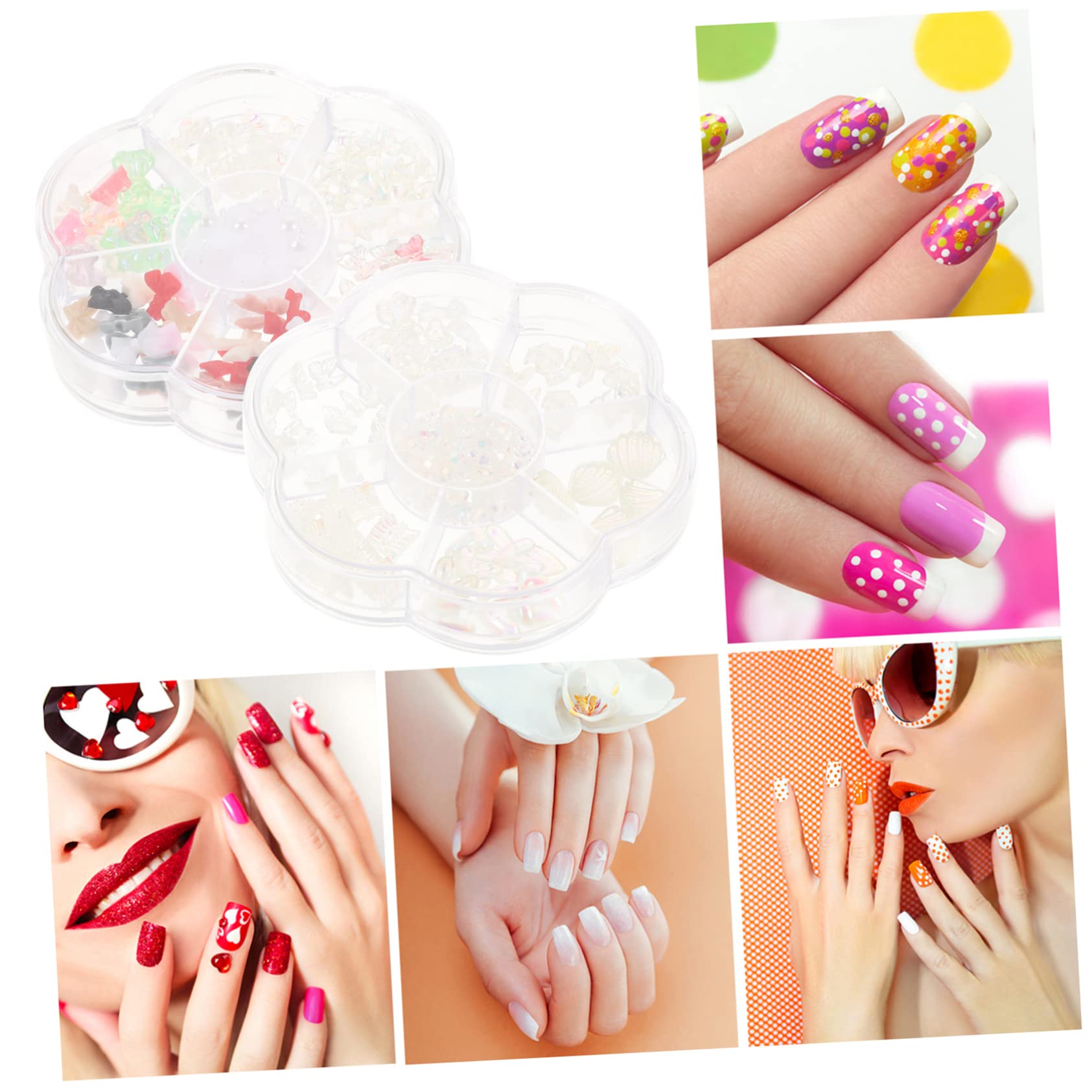 5 Set Decorazioni Per Unghie Ciondoli Per Manicure Accessori Nail Art Per Unghie Eleganti E Creative 2 Scatole*5