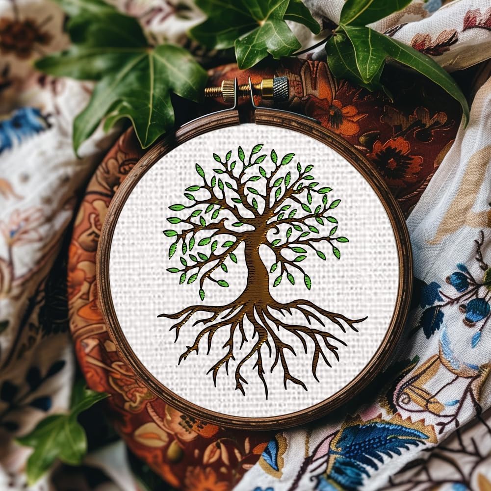BENECREAT 4Sheets 24Pcs Trees Water Soluble Embroidery,11.7x8.3inch Branches Leaves Stick and Stitch Embroidery Paper Stabilizer for Shirts, Coats, Bags