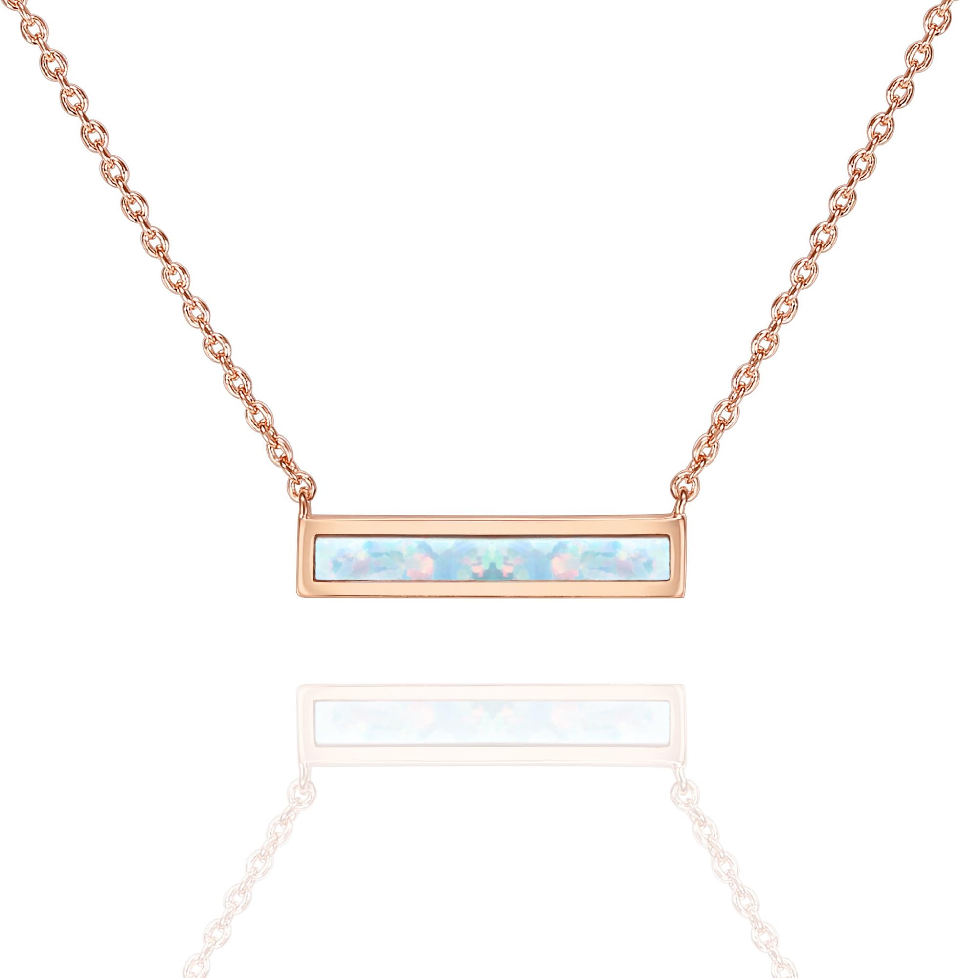 PAVOI 14K Gold Plated Opal Pendant Necklaces for Women | Created Opal Cubic Zirconia Dainty Necklace | Butterfly Round Triangle Antler Bar Pendants