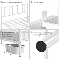 Vista 14 de Yaheetech Base de cama individual con plataforma de metal, base de colchón con cabecero y estribo, no necesita somier, almacenamiento debajo