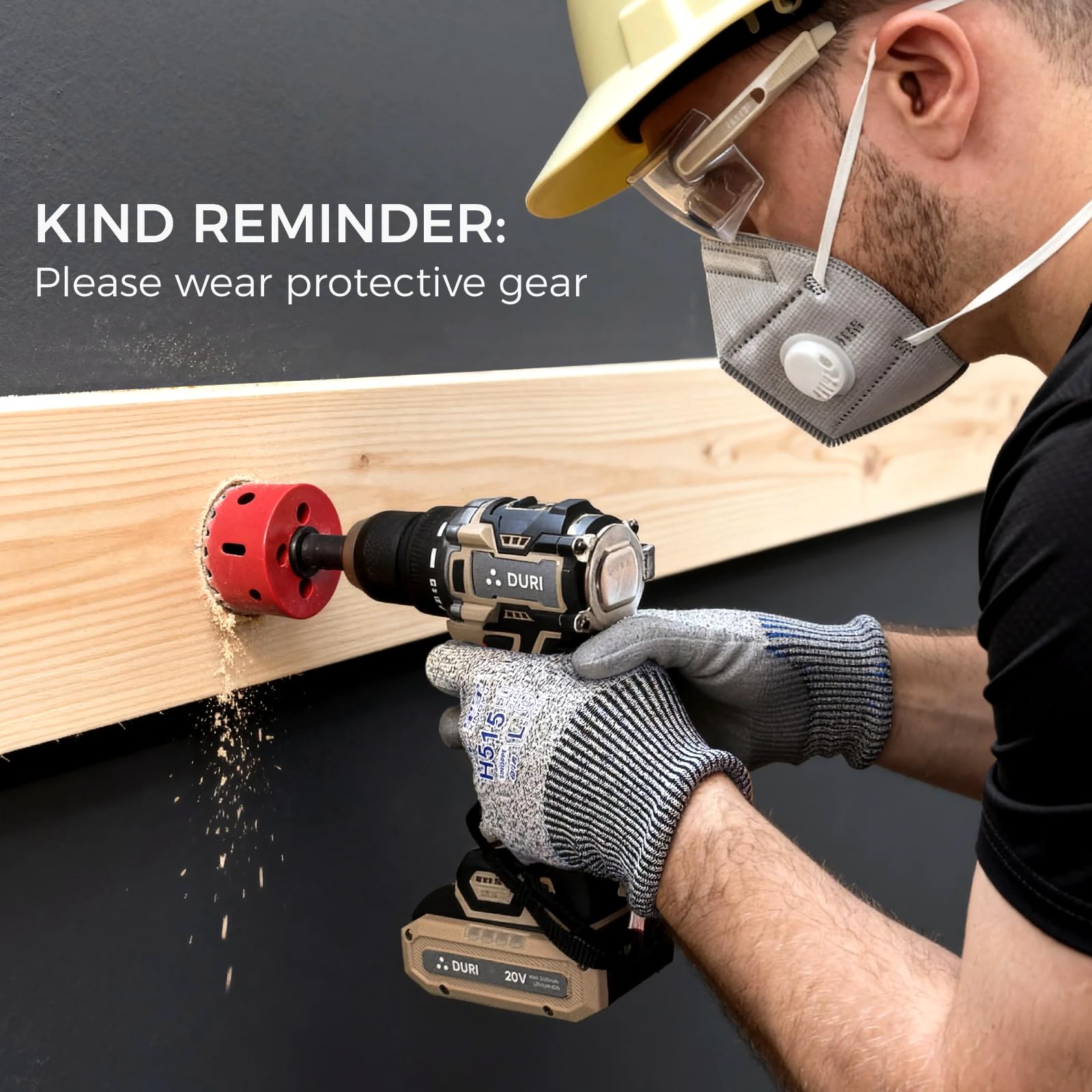 DURI 60mm Bi-Metal Hole Saw Kit - with Arbor, Hex Adapter & Centring Drill for Wood Metal, Plastic, PVC Board - Image 4