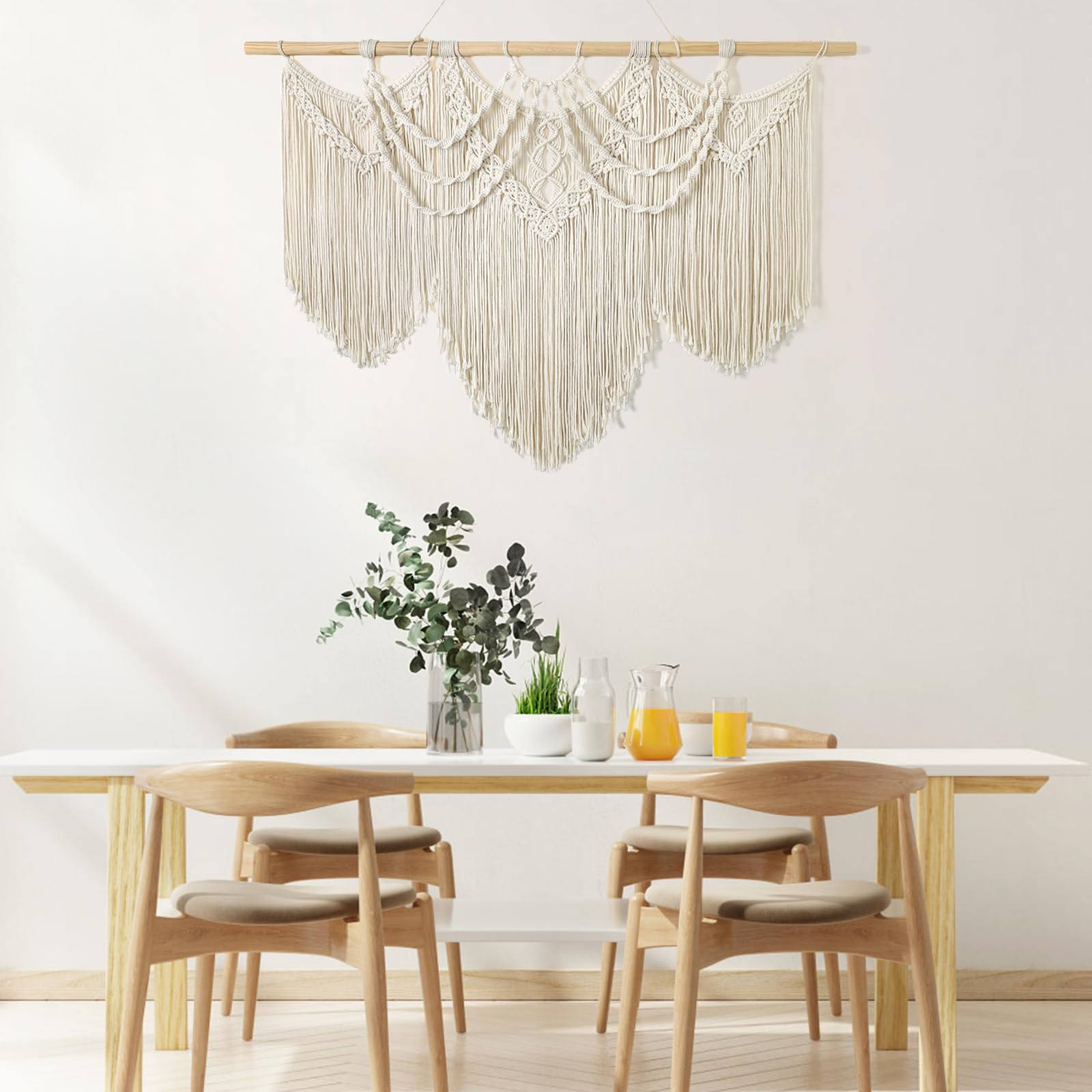 Arazzo Da Parete In Macramè Fatto A Mano – Sole Alba E Tramonto – 2 Pezzi, Stile Boho Per Camera E Soggiorno - 5