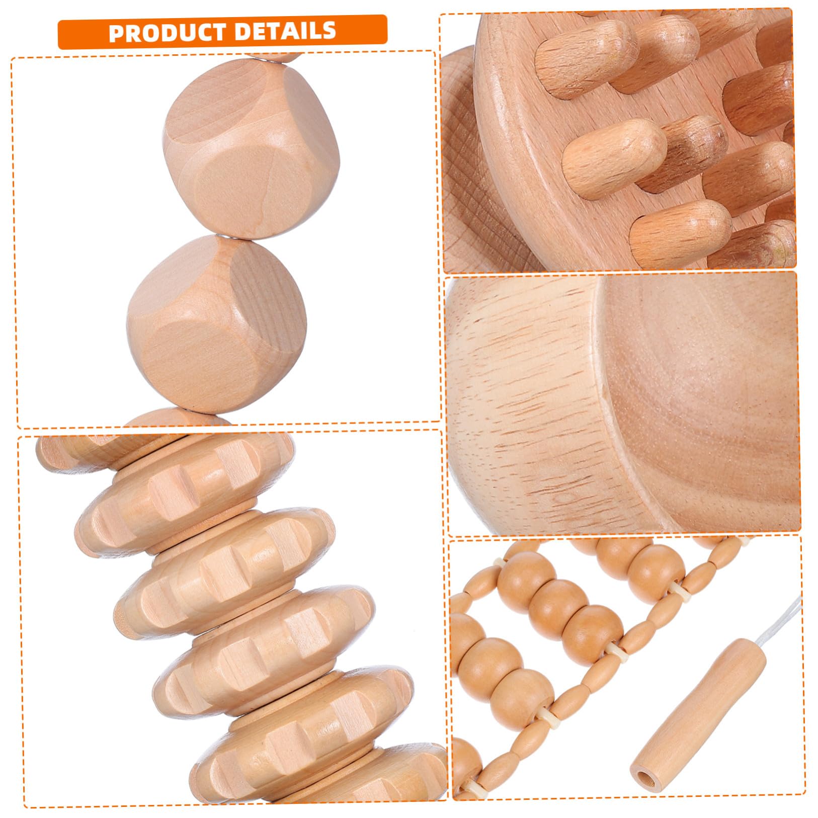 6 Piezas Kit de Masaje Relajante y Promover la Circulación para Aliviar la Fatiga de Madera en Hombres y Personas Mayores tras Trabajo Prolongado en Oficina