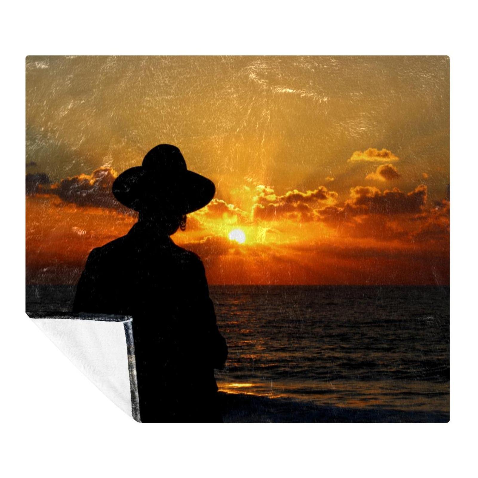 Couverture en polaire coucher de soleil pour soirée cocooning