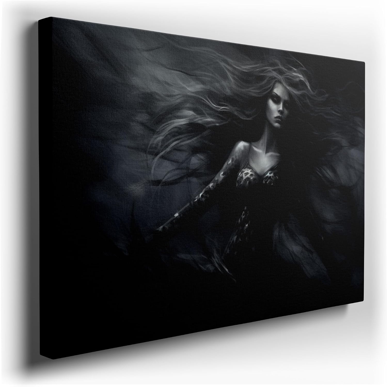 Canvas for Living room. Obsidian Reverie: A Monochromatic Symphony of Mystery, 27 x 18 inch Canvas Wall Art - Modern Home Decor - 69x46 cm (27x18 inch)