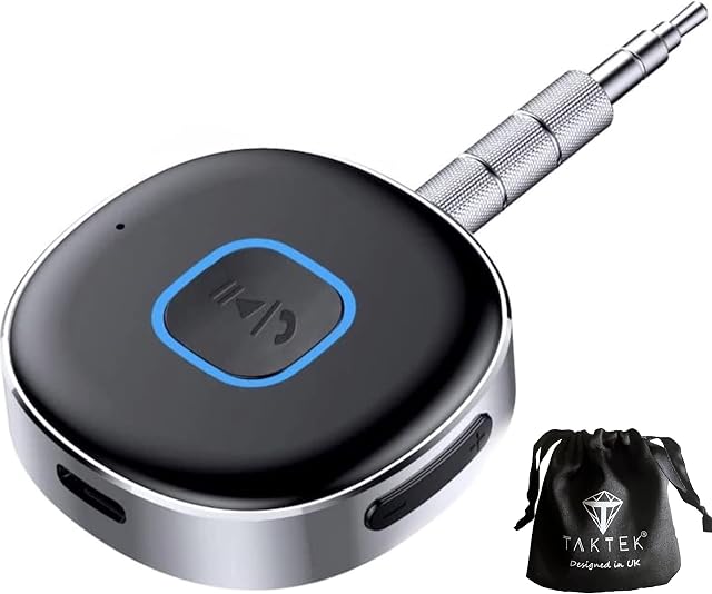 [2023 Early Release] Bluetooth Aux Receiver for Car with storage bag, Portable 3.5mm Aux Bluetooth 5.0 Wireless Audio Receiver for Car Stereo/Home Stereo/Wired Headphones/Speaker, 16H Battery Life
