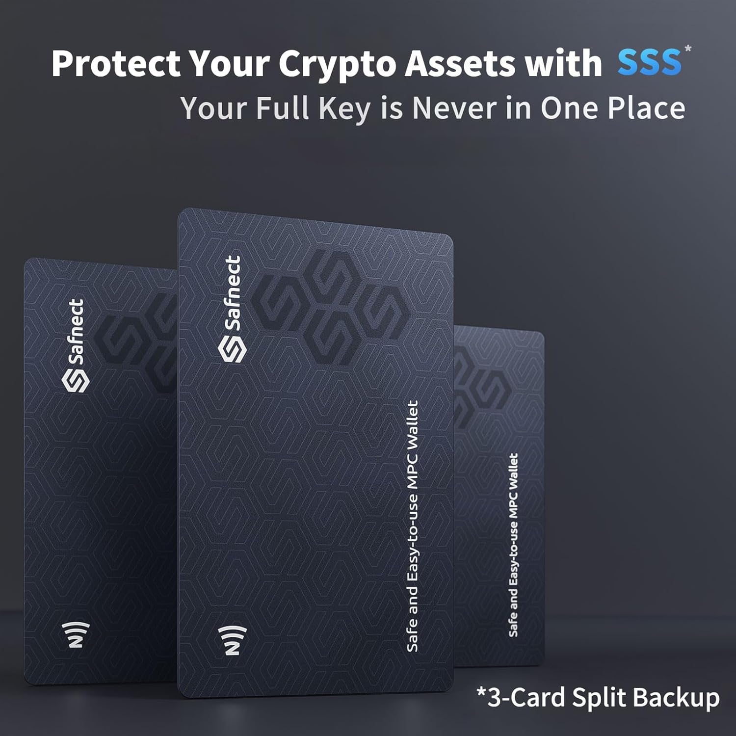 Safnect Crypto Wallet Pack of 3, Secure Cold Wallet Crypto, NFC Cold Storage Wallet for Bitcoin, Ethereum, Solana & More Coins, 100% Offline Hardware