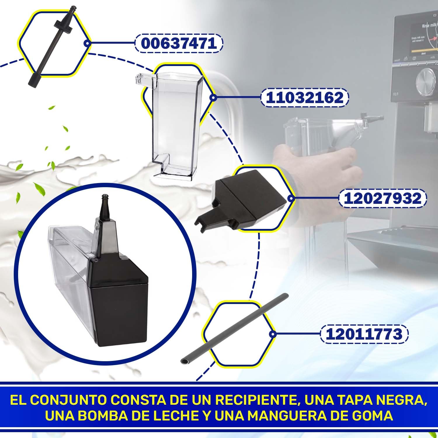 Contenedor Leche para Cafetera Superautomática 11032160 para Siemens | para EQ.500 Integral - Garantía de 10 Años - MONTERAL
