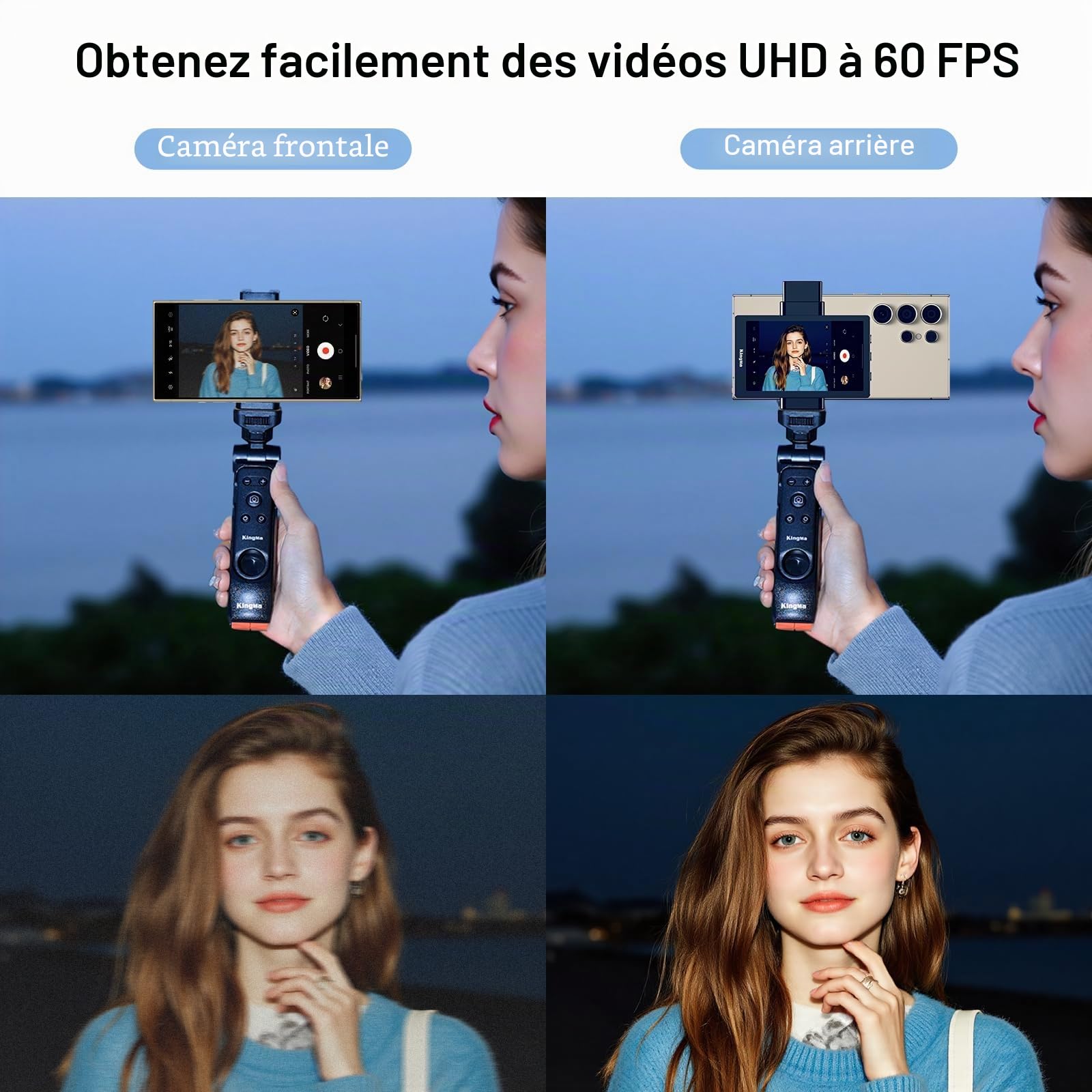 King Ma Écran de moniteur de selfie Vlog pour appareil photo arrière Samsung avec clip magnétique et télécommande Bluetooth, supportant l'enregistrement UHD 60 fps