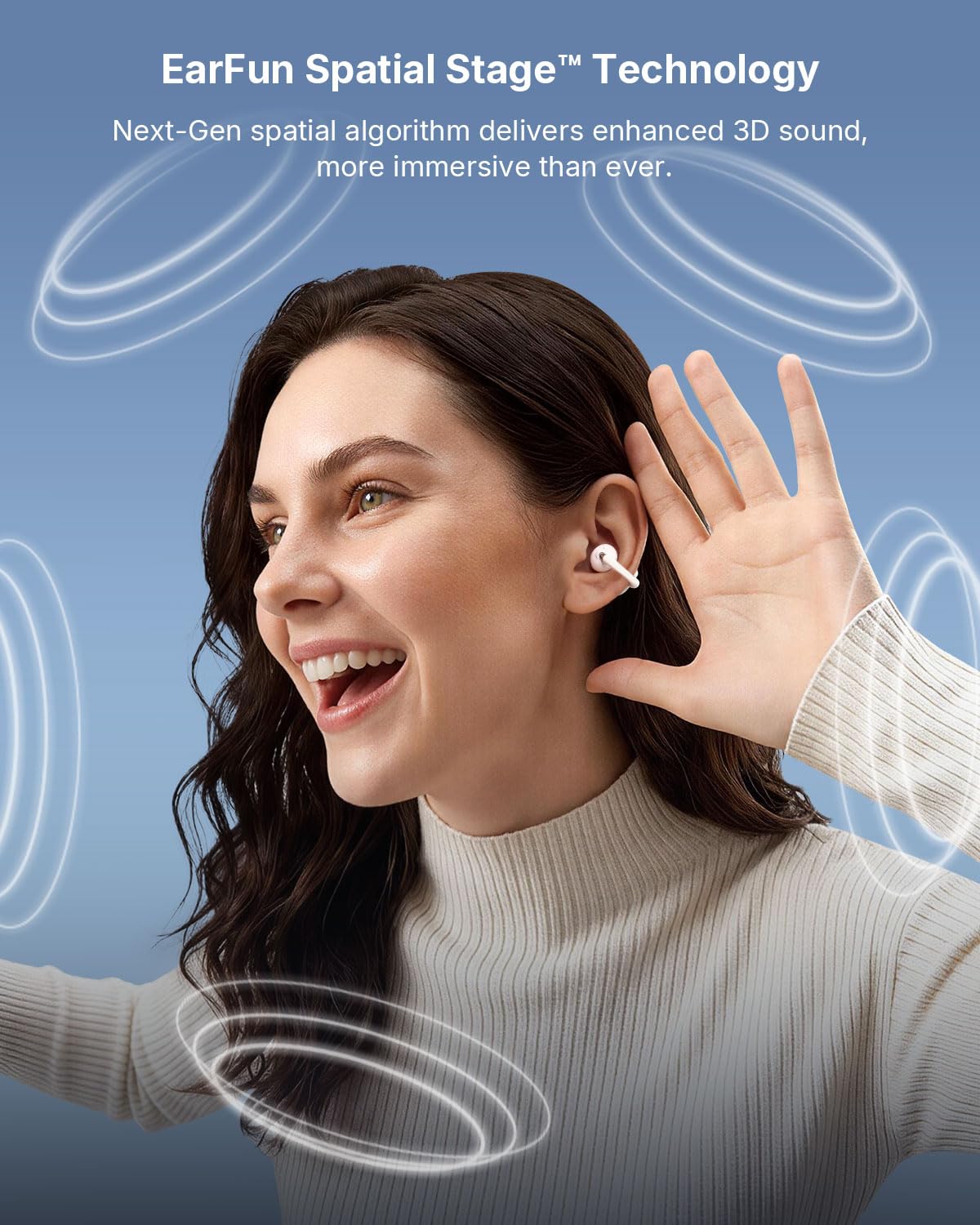 EarFun Clip 2 Open Ear Cuffie Bluetooth Clip On Earbuds, Confortevole e Stabile, Driver Titanio da 12mm, Audio Hi-Res, LDAC, 4 Microfoni Chiamate KI, 40 Ore Batteria, IP55, APP, Ricarica Wireless