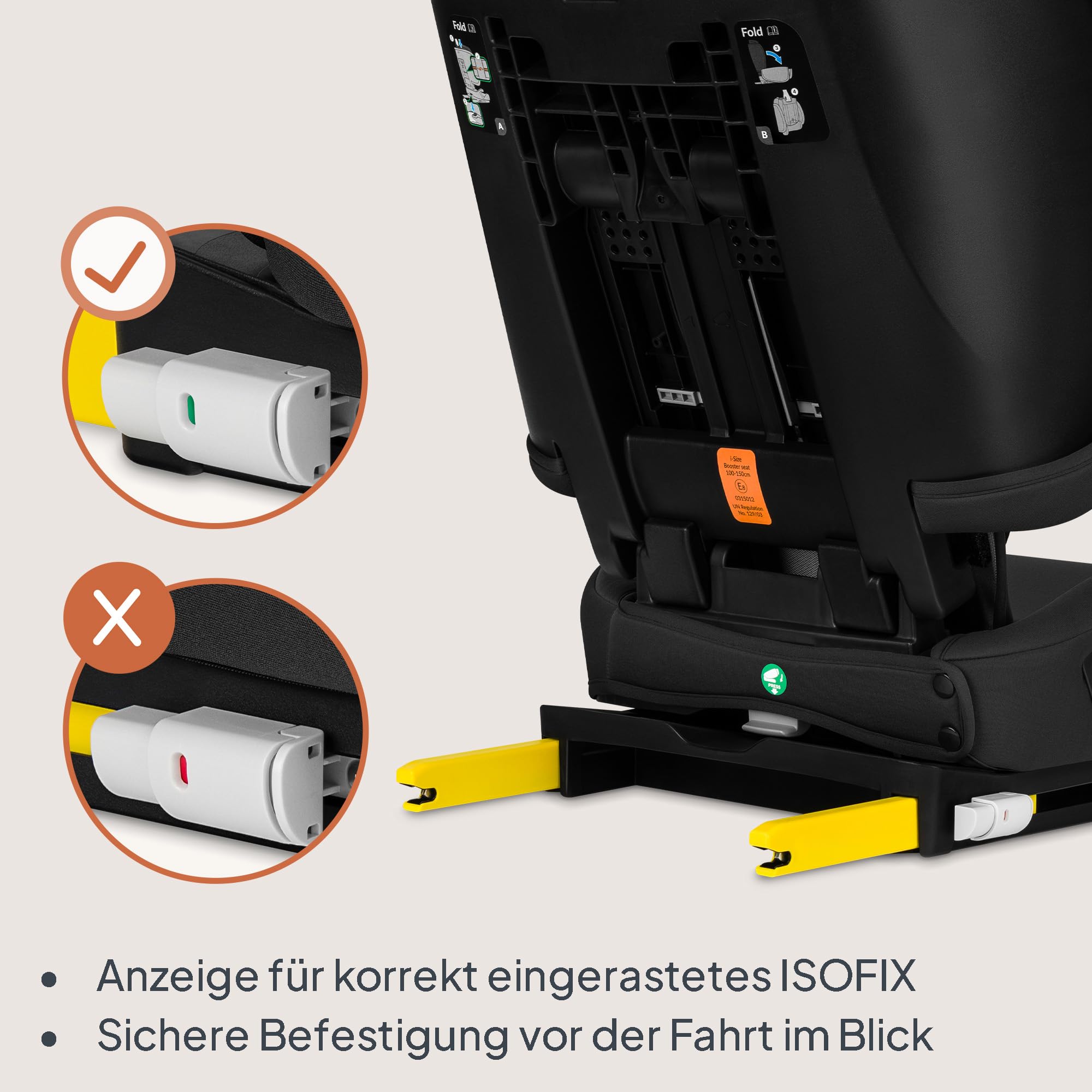 Lionelo Orin i-Size R129 Kindersitz 100–150 cm Faltbarer Reise-Kindersitz ISOFIX