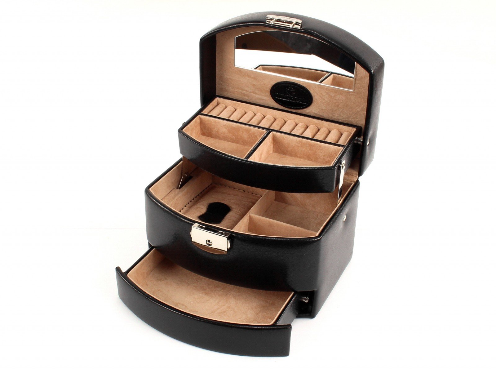 Boîte à bijoux automatique Windrose cadeau idéal coffret souvenir élégant noir