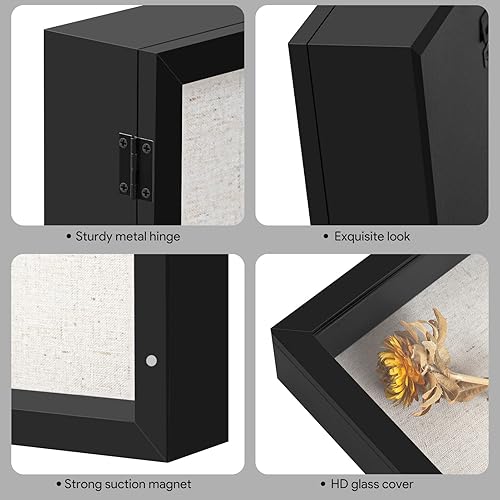 Miniatura 10 de Marco de caja de sombra de 8.5 x 11 pulgadas con parte trasera de lino, resistente vitrina de memoria de flores, imágenes, medallas y más, color