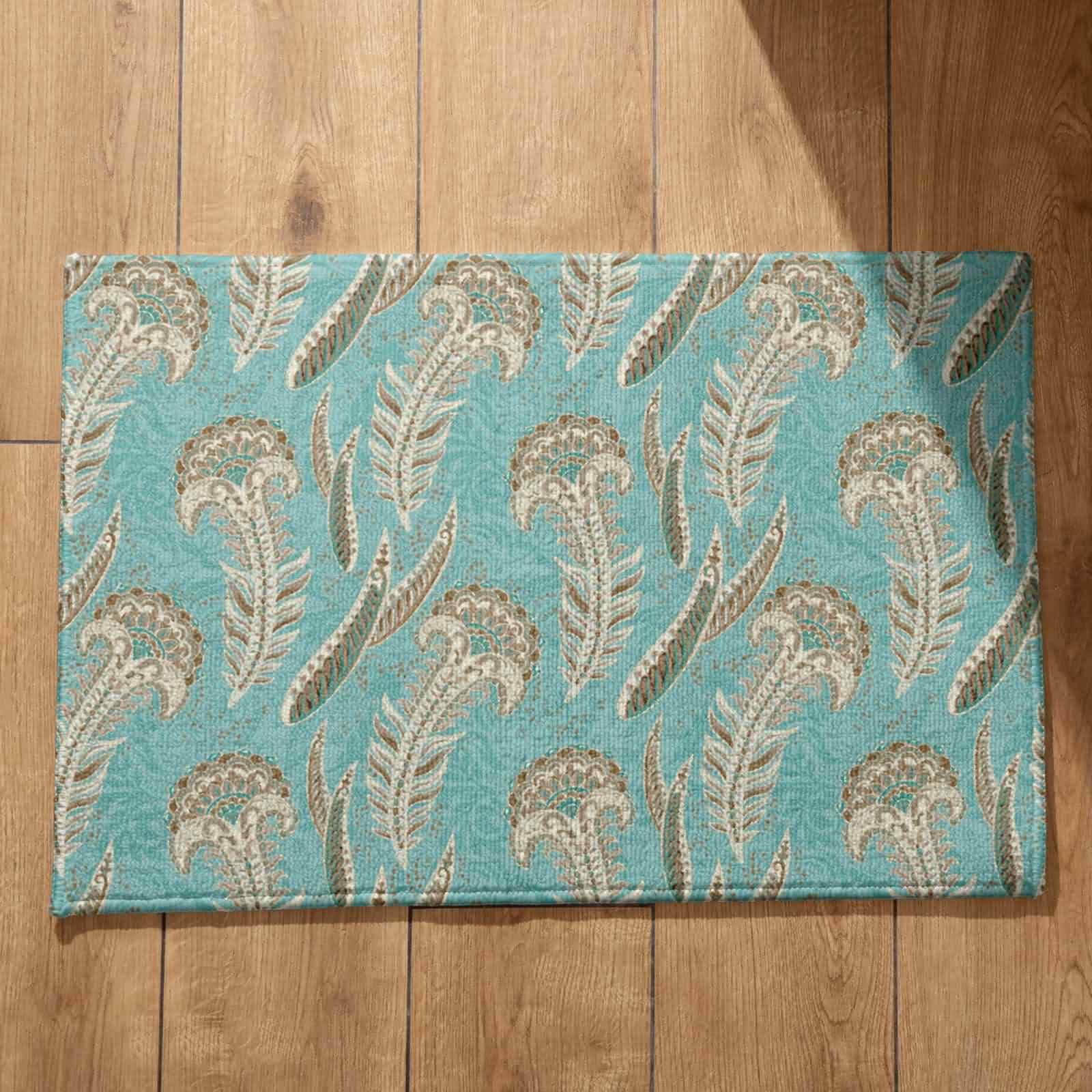 Tapis d'entrée motif rétro CEVAN fini les portes bloquées grâce à son profil fin