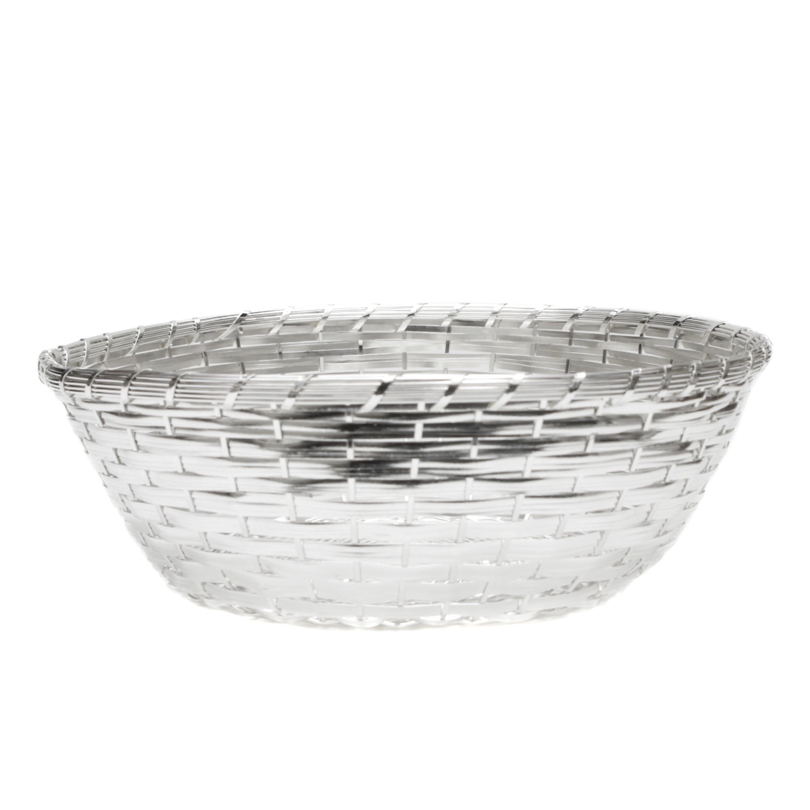 Designerski koszyk na pieczywo pleciony 25 cm ø posrebrzany zabezpieczony przed matowieniem koszyk do serwowania okrągły miska na owoce koszyk metalowy nierdzewny (duży)