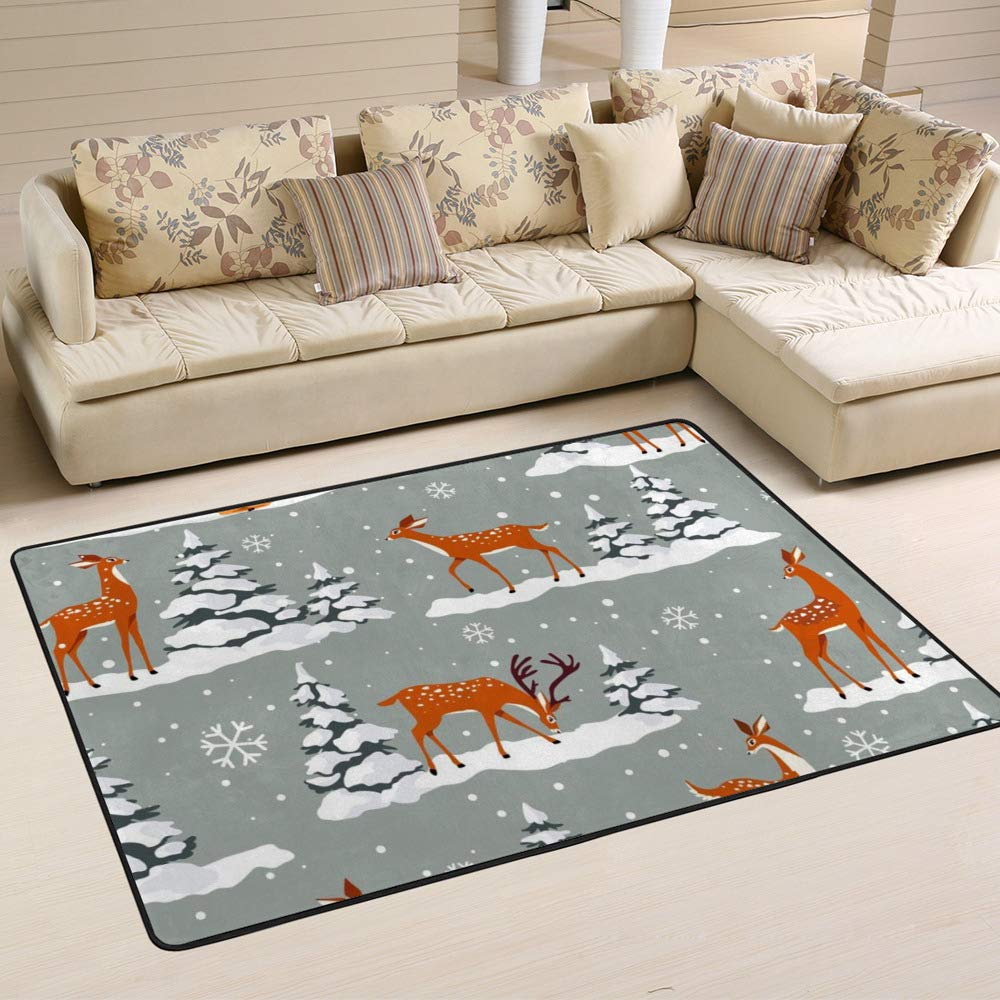 Tapis de salon cerfs de Noël pour réchauffer votre intérieur en hiver
