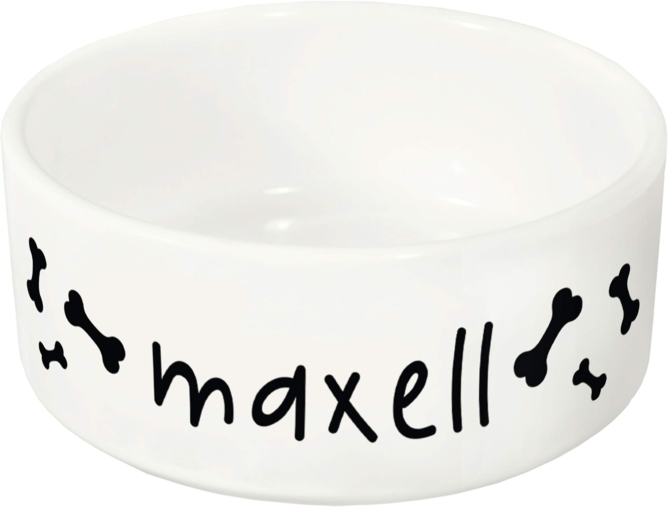 Personalized Dog Bowl w/Name - Ceramic Bowl for Dogs and Cats - 2 Sizes for Small and Large Dogs - Bones - Pet Dish for Dry or Wet Food and Water, Pets Owner Gifts, Custom Pet Food Bowl