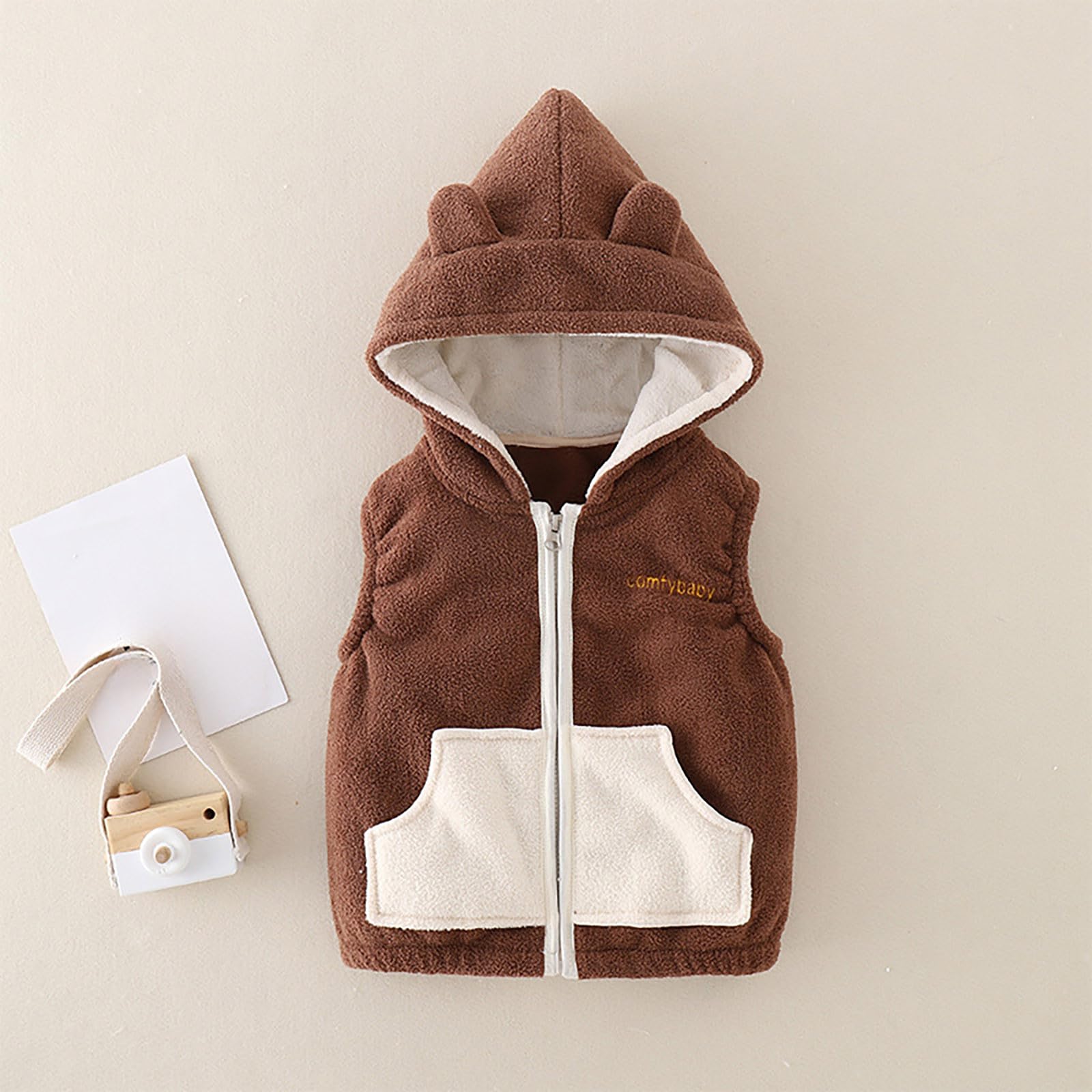 Generisch Chaleco de invierno para bebé, niño, niña, con cremallera, bonito y suave, estilo vintage