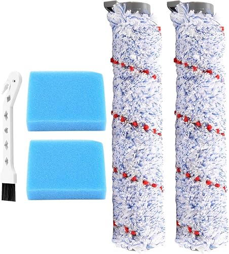 Miniatura 4 de Rodillo de cepillo de repuesto, compatible con aspiradora inalámbrica Tineco IFloor en seco y húmedo, paquete de 2 cepillos de rodillo + 2 espuma de