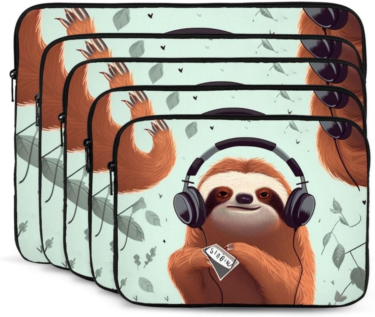 Funny Cute Animal Sloth Music Laptop Case 17 inch, Shockproof Protective Computer Sleeve Cover Water Resistant Laptop Bag Carrying Tablet Cover Briefcase Handbags Gifts for Men Women image 2