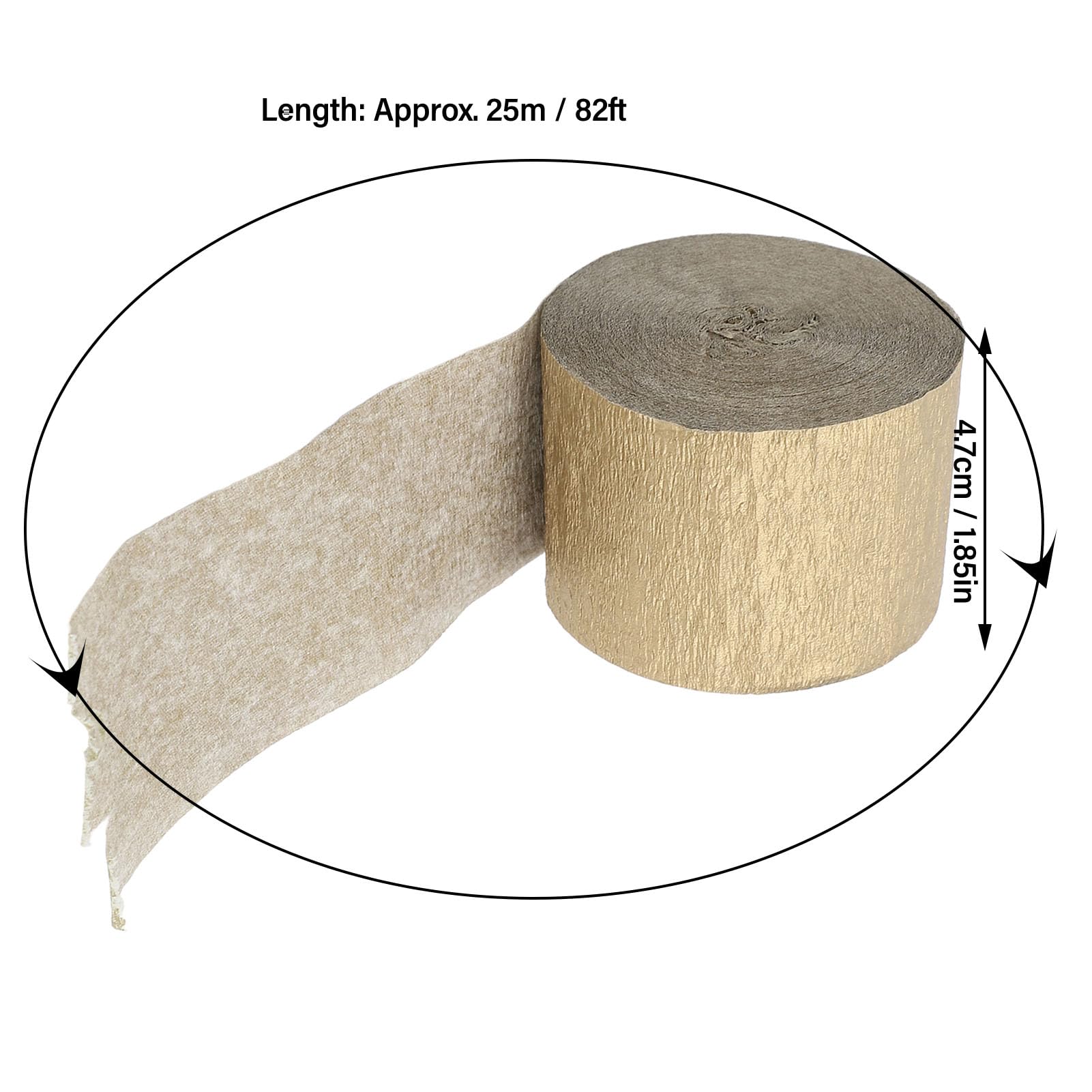 Crepe Paper, 5 Rolls Gold Crepe Paper Crepe Paper Streamers DIY Craft Material Crepe Paper Rolls for Party Party Wedding Decorations Craft Supplies(1.85 Inch x 82 Ft/Roll)