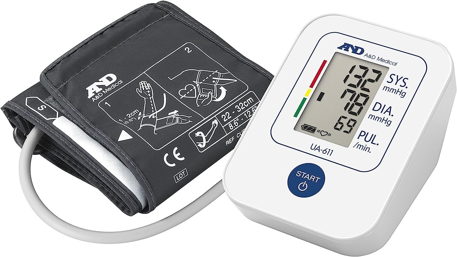 A&D Medical UA-611 Misuratore di Pressione Arteriosa da Braccio + A&D Medical UP-200 Pulsossimetro, Monitor dell'Ossigeno nel Sangue Approvato CE, da Dito SATS SpO2