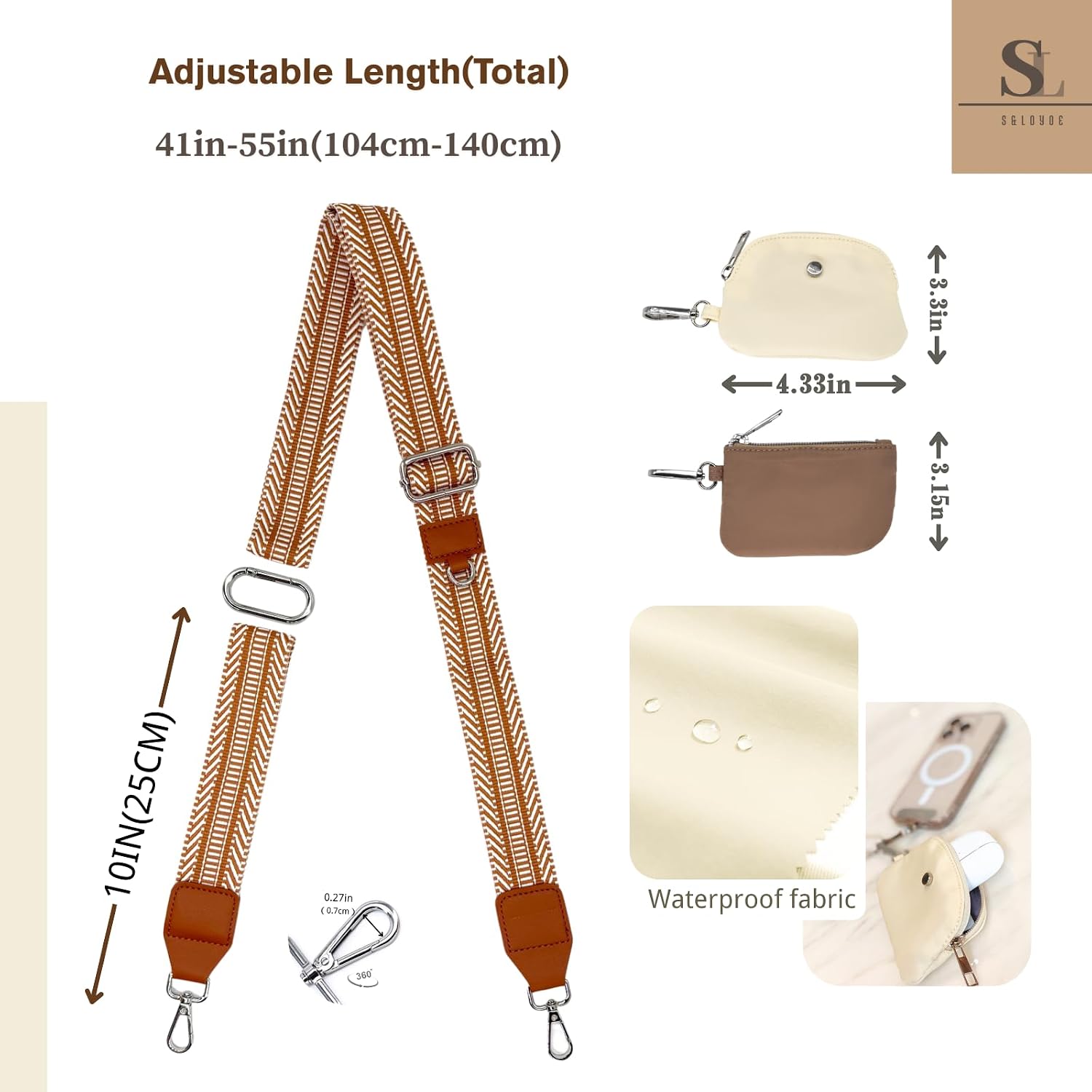 S&loyoe Clip and Go Phone Strap with Zipper Pouch