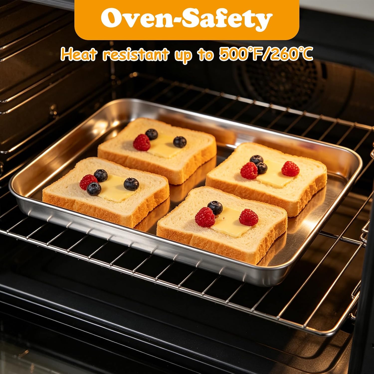 QTLCOHD 8 Pack Quarter Size 10 x 13 Inch Stainless Steel Baking Sheet Pan | Commercial Cookie Sheets for Baking Food Serving, Non Stick & Rust Free, Dishwasher Safe