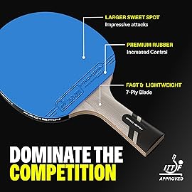 PRO-SPIN Ping Pong Paddles - Professional Level Table Tennis Rackets with Carbon Fiber for Superior Control | 7-Ply Blade, Premium Rubber, 2.0mm Sponge (4-Pack, Blue/Red)