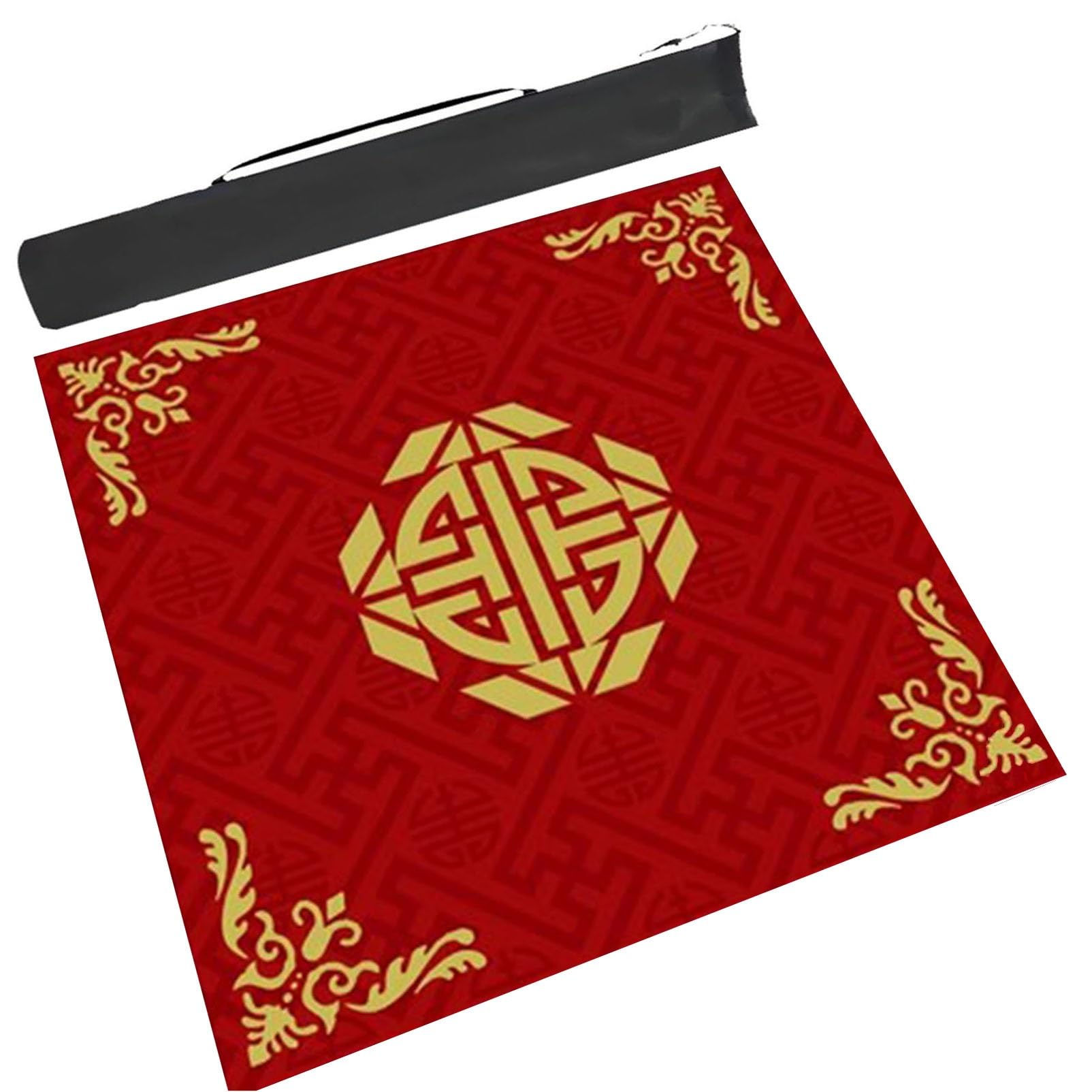Mata Mahjong Czerwona antypoślizgowa gra planszowa z redukcją szumów Playmat do gier planszowych Gry karciane z torbą do przechowywania (2 35,4 x 35,4 cala 90 x 90 cm)