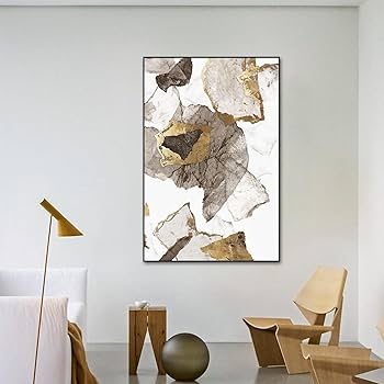 抽象油彩画 金色フレーム Amazon.co.jp: 現代絵画 抽象金箔アート 植物 木 キャンバス絵画