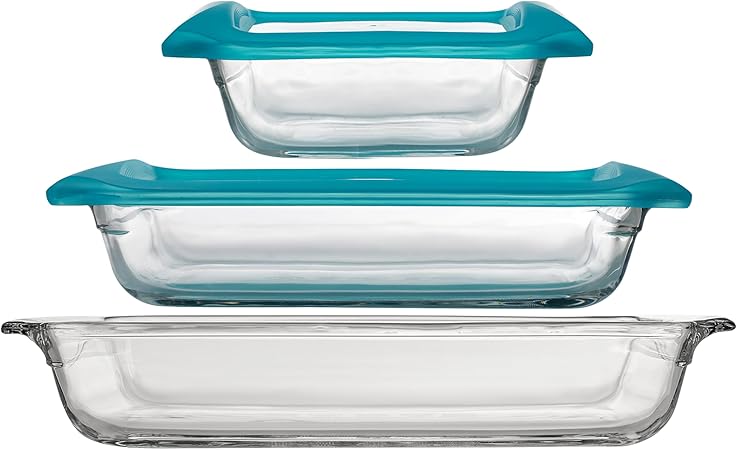 Libbey Baker’s Premium 5 Piece Glass Baking Dish Set, Stackable
