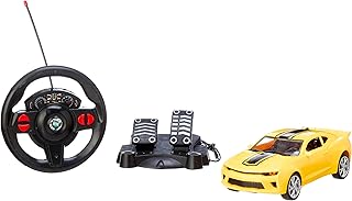 1:16 Ride-On Car with Pedals & Remote Control – Forward, Backward, Turn Left/Right, Stop, with Lights – Rechargeable – Yellow