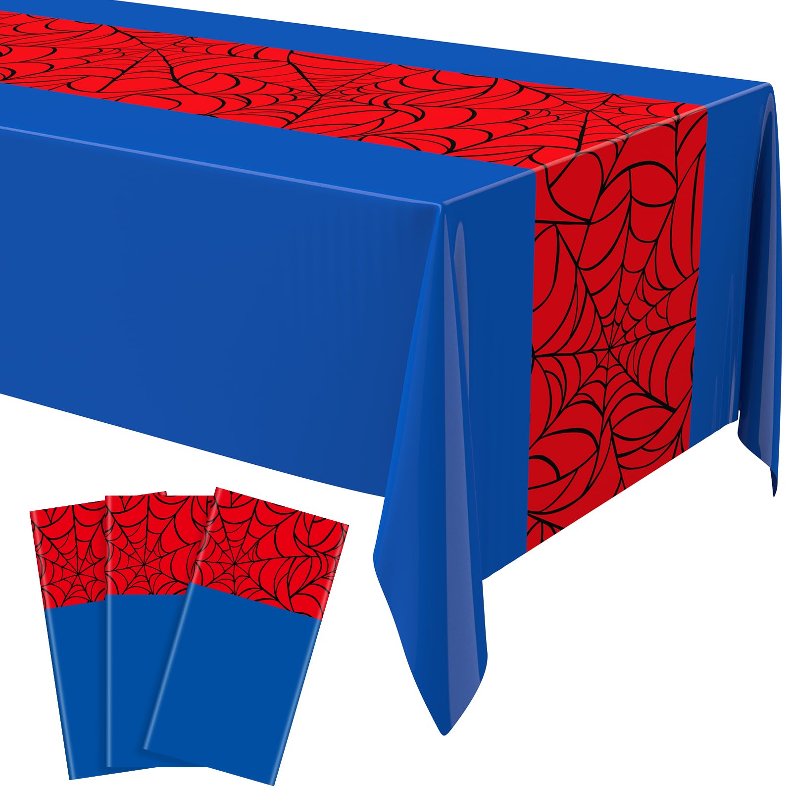 Remagr 54 x 108 Inch Halloween Spider Birthday Party Tablecloth Plastic Disposable Hero Table Cover Large Plastic Rectangular Table Cover for Spider