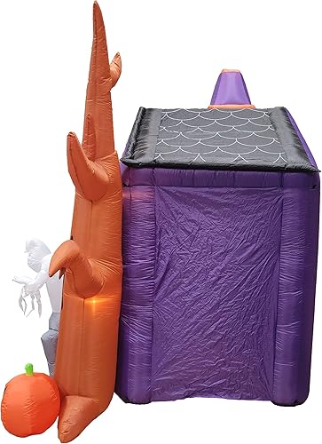Miniatura 7 de Castillo inflable de Halloween de 8.5 pies con esqueleto, fantasma, árbol y calabaza, decoración de vacaciones, para interiores y exteriores