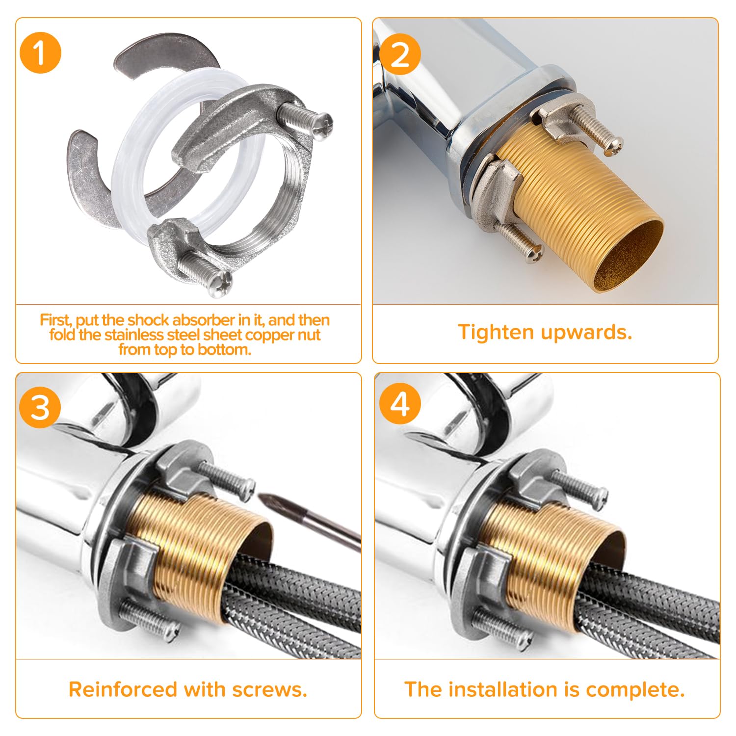 31mm Kit de Tuercas de Fijación de Grifo, Kit de Fijación de Grifo, para Grifos de Agua Caliente y Fría en Lavabos de Cocina y Baño, Acero Inoxidable