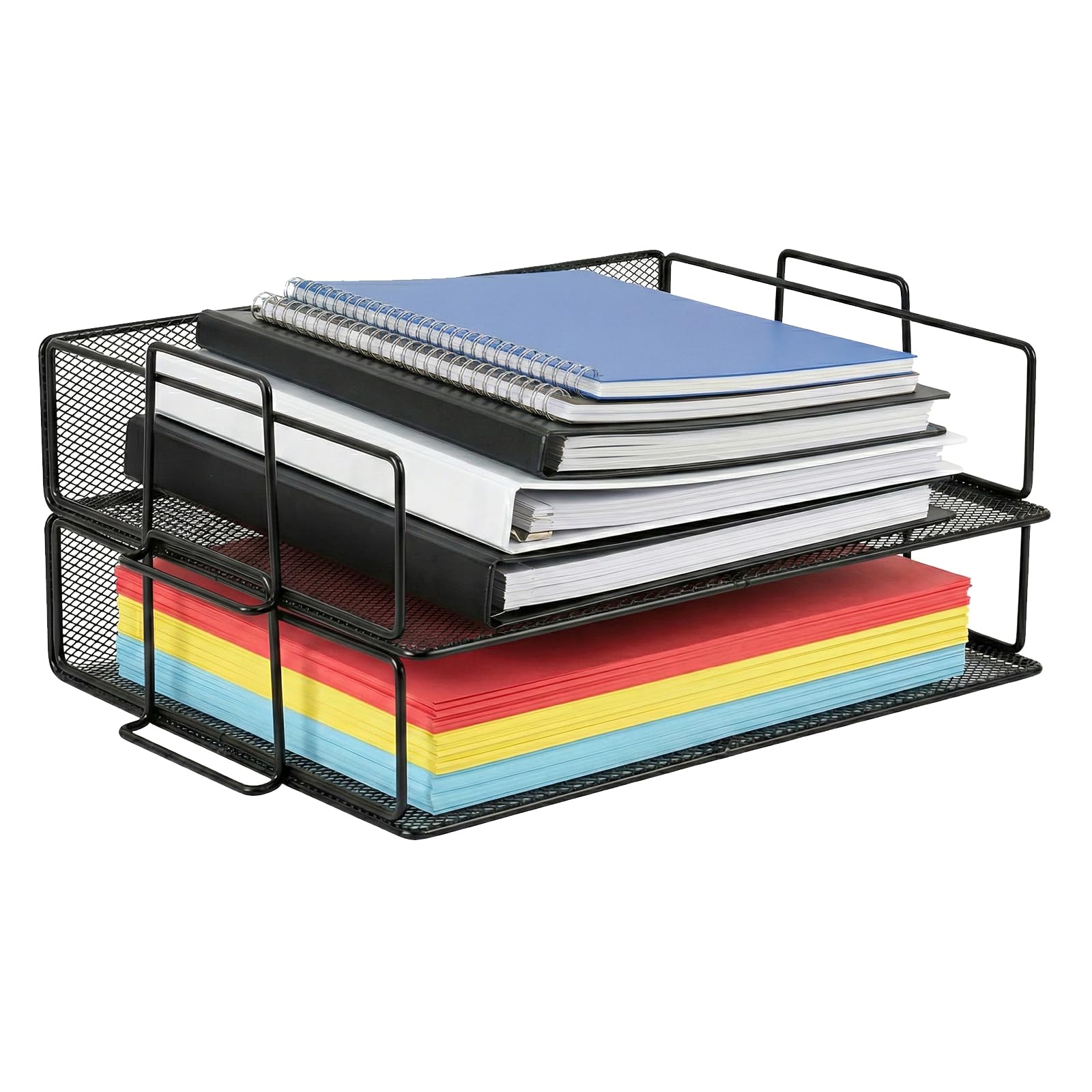 EVERGOODS 2 Tier Paper Letter Tray with Handle A4 Paper Desktop Filing