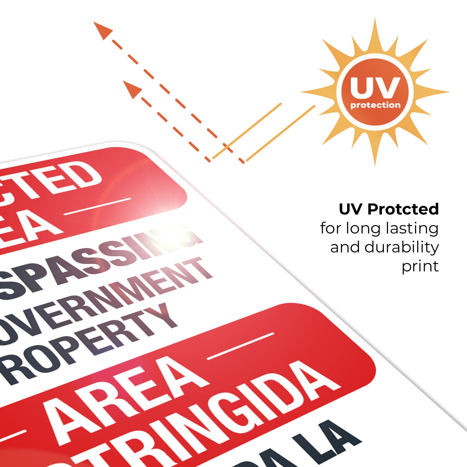 No Trespassing US Government Property Bilingual Sign, 18x24 Inches, Rust Free .063 Aluminum, Fade Resistant, Made in USA