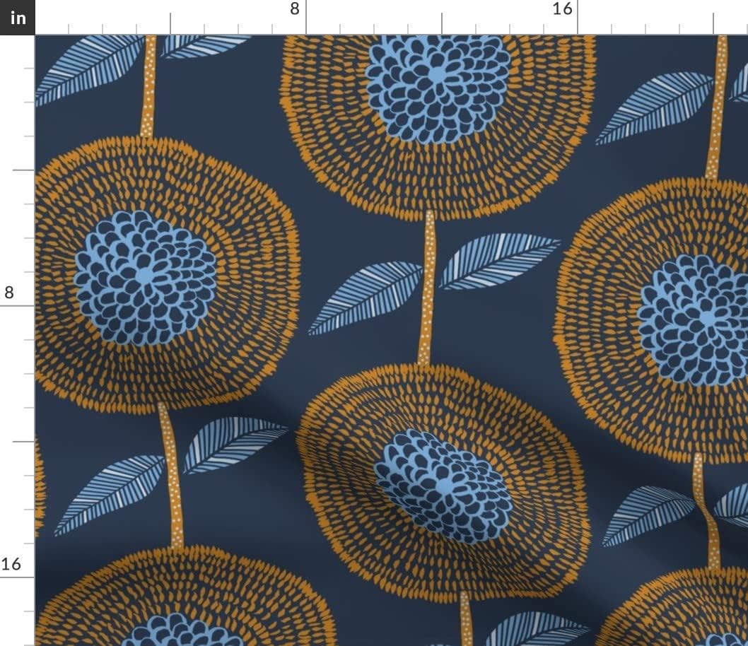 Spoonflower Fabric - Florals Scandinavian Botanical Floral Pattern Geo Printed on Petal Signature Cotton Fabric by The Yard - Sewing Quilting Apparel Crafts Decor
