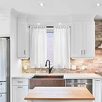 Vista 30 de Cortinas de lino semitransparentes con textura de cocina, 36 pulgadas de largo, cortinas pequeñas con bolsillo para barra, cortinas para cafetería