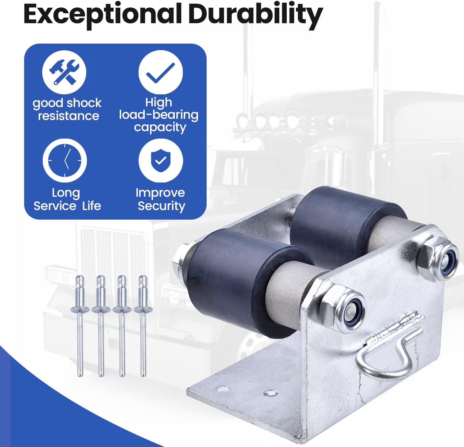 13-04401 Lower Roller Bracket Kit with Rollers and Hardware Fits for Peterbilt 379, Lower Roller Bracket Kit Replace 13-04401M002, 13-03593, 13-04413SPL, 13-04467 (Driver Left Side)