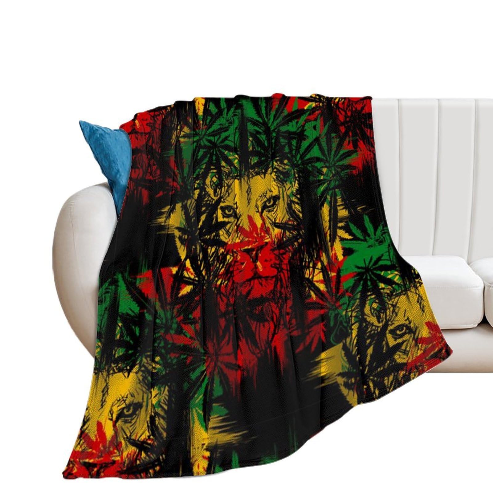 Nclqvjxzkhw Men's Style Jamaica Rasta Lion Flannel Blanket Soft Throw Blankets Bed Couch Sofa Travel