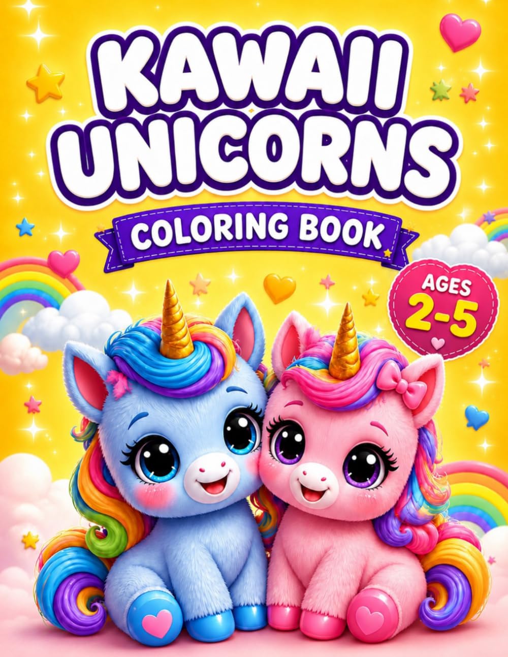 Cute Kawaii Unicorns Coloring Book for Toddlers Ages 2-5: Bold and Easy Designs | Simple and Big Pictures | Cute Unicorn Coloring Book for Preschool Kids