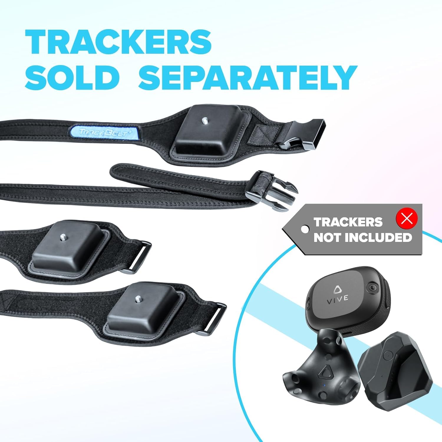 Rebuff Reality TrackStrap Plus Foot – Breathable Padded Leg Strap for Vive Ultimate 3.0/2.0 & Tundra Tracker, Adjustable VR Motion Accessory, with USB-C Cable, Black, 1 Pack (Trackers Not Included)