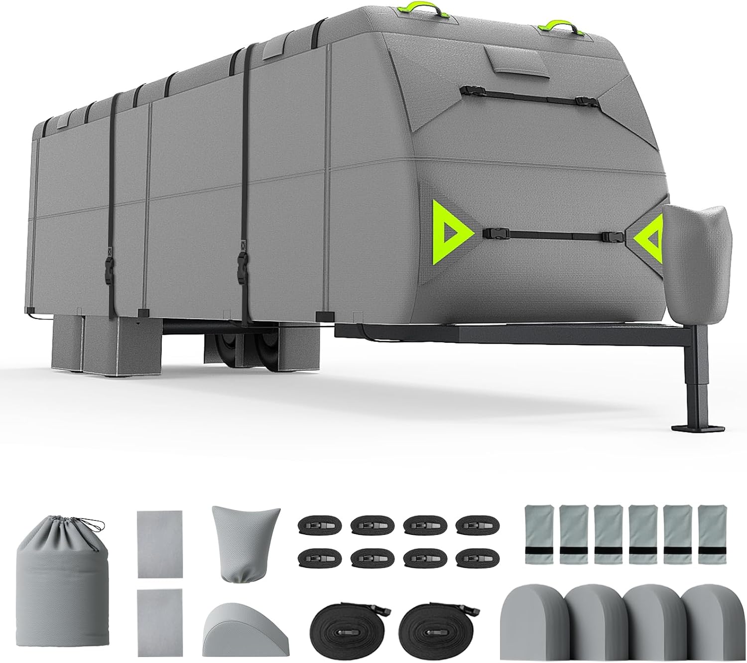 RV Cover 18-20ft: 7 Layers Travel Trailer Cover, Waterproof Camper Cover, Toy Hauler Cover with Tongue Jack Cover, Tear Resistant Waterproof Motohome Trailer Cover 18-20FT - 240"L*105"W*108"H