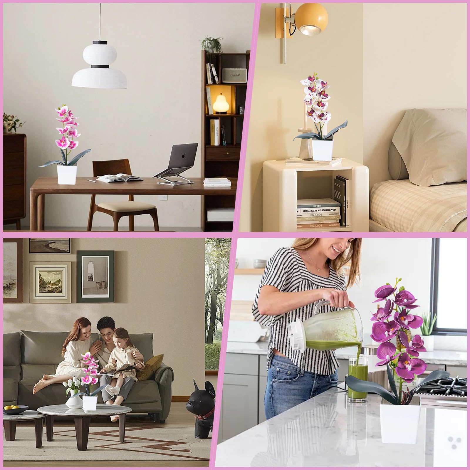 3 sztuczne doniczki orchidei 30 cm roślina kwiaty balkon | ze sztucznymi plastikowymi doniczkami dekoracja kwiatowa dekoracja biurowa
