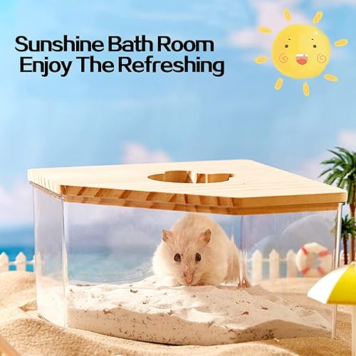 Miniatura 7 de Baño de arena de hámster, contenedor de baño de arena para hámster del pentágono con escalera de escalada, caja de excavación de hámster acrílico