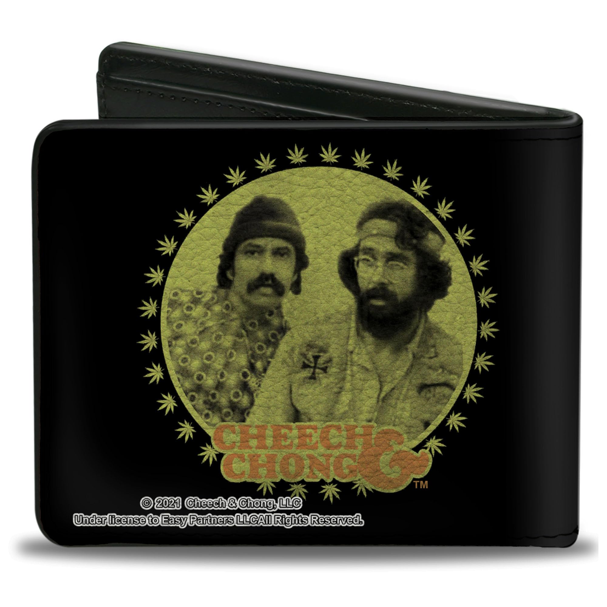 Buckle-Down Men's Cheech & Chong Wallet, Bifold, Next Movie Pose Black Green Orange, Vegan Leather, 4.0